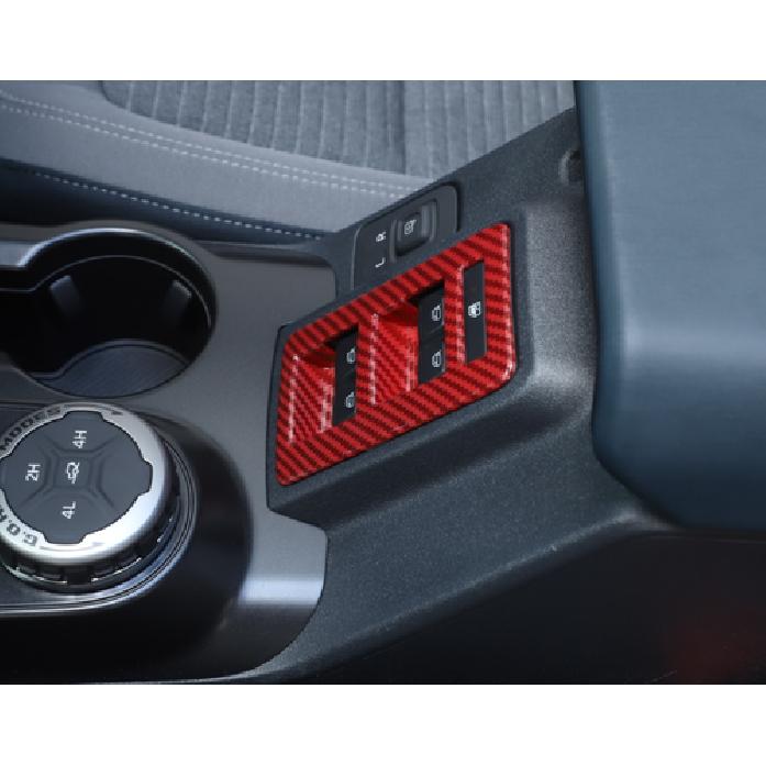 Red Carbon Fiber Window Switch Trim Cover Accessories For Ford Bronco + ABS