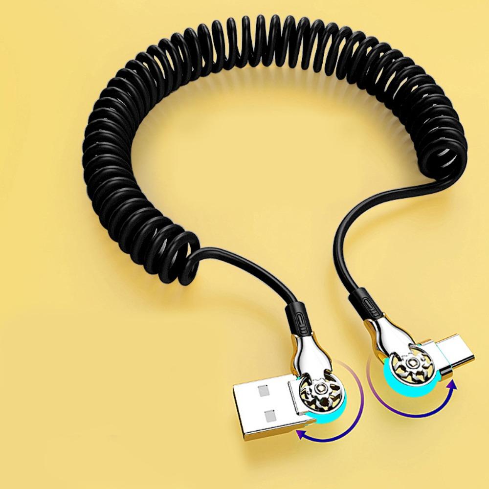 

Кабель для передачи данных USB C типа C Вращающийся кабель для зарядки типа C Универсальный пружинный кабель типа C чёрный