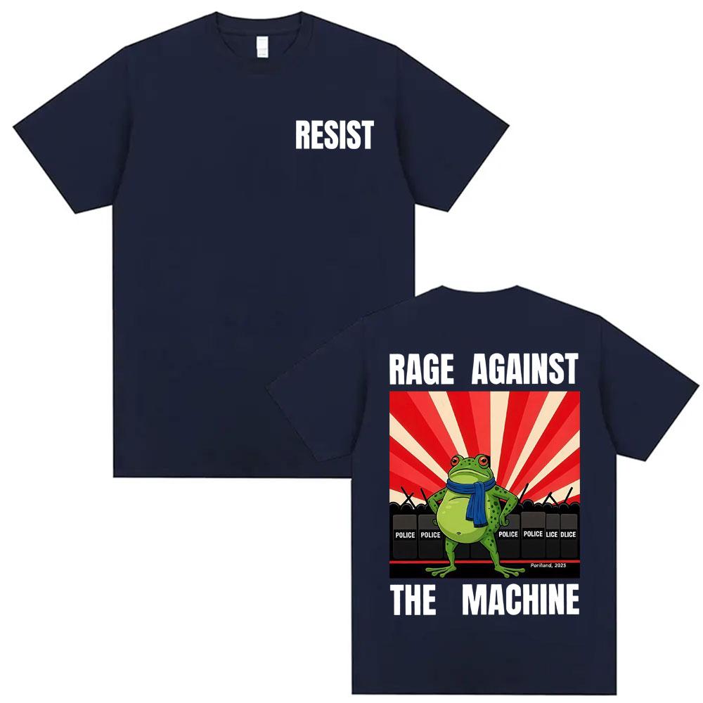 

Funny Resistance Portland Frog Tshirt Angry Oppose Machine Station Frog Tshirt 2026 Summer Men Women Luxury Fashion Y2KTshirt M