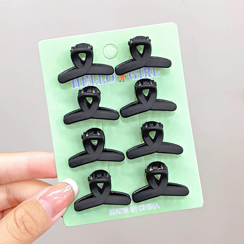 8pcs/set Black Colorful Geometric Plastic Small Hair Claws For Sweet Girls Mini Hair Clips Hairpin Kids Lovely Hair Accessories