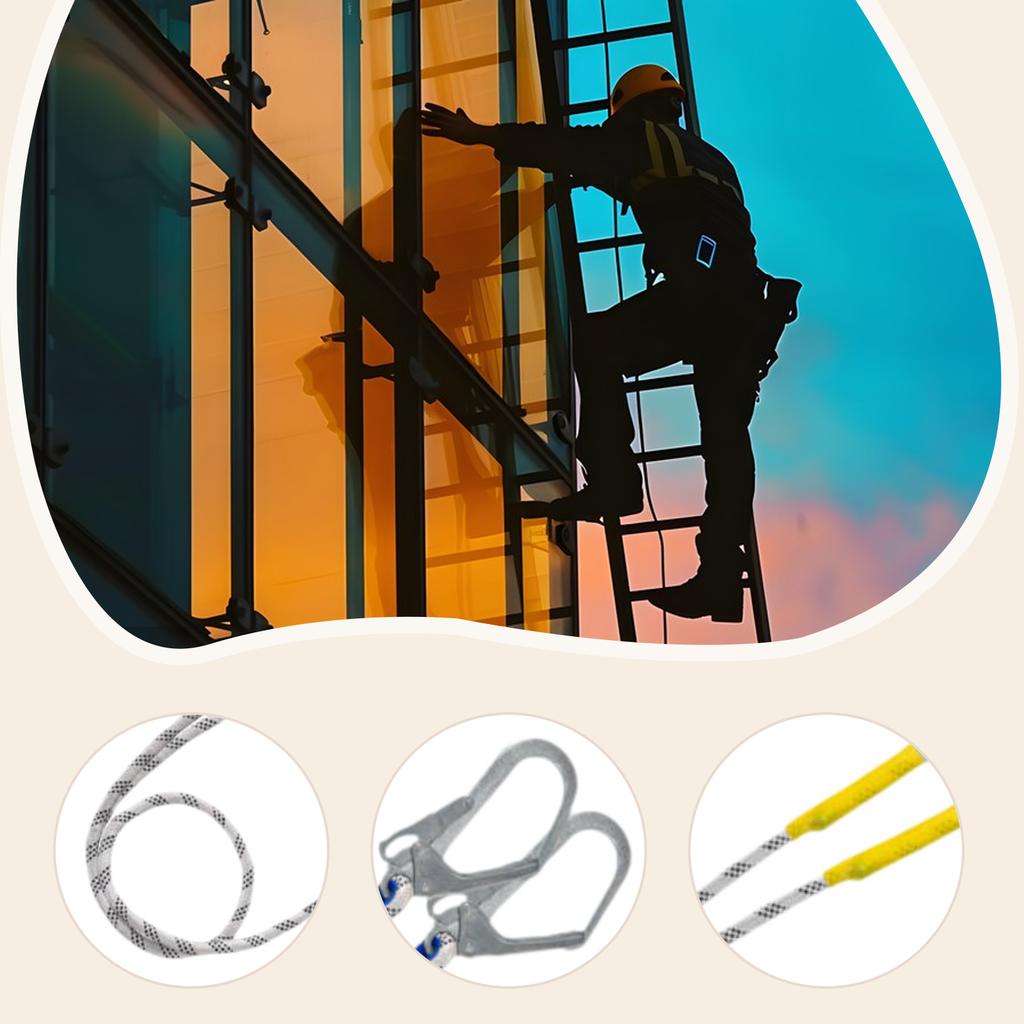 Climbing Safety Lanyard Restraint Belt Carabiner Protective Rope Polyester And Steel Material