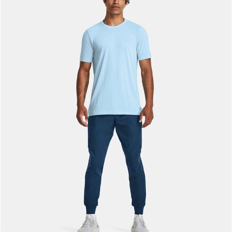 Under Armour T Shirts Men's Blue Crew Neck Moderate Straight Fit 1373724-490