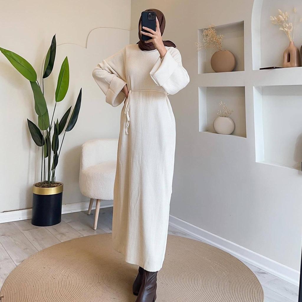 2024 Autumn European & American Women's Solid Color Loose Long-Sleeved Dress - Comfortable & Simple