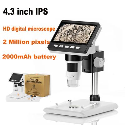 4,3-calowy Mikroskop Cyfrowy HD 1080P 50-1000X Mikroskop do Monet 2000mAh Mikroskop do Naprawy Elektroniki Lutowania PCB