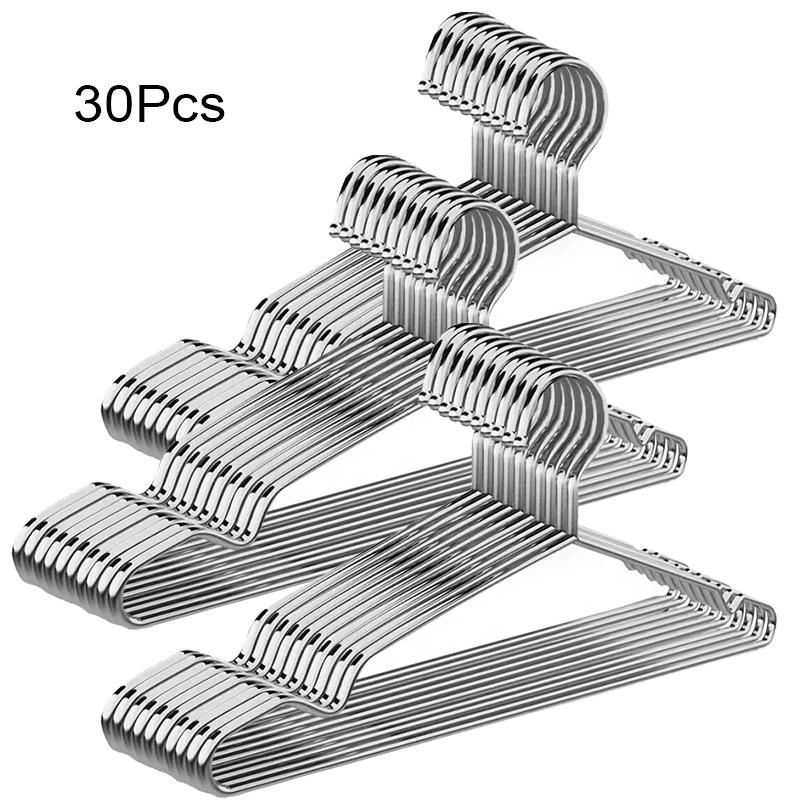 10/20/30pcs Metal Clothes Hangers With Shoulder Grooves, Non-slip Clothes Drying Rack, Heavy Duty Coat Hangers For Closet,