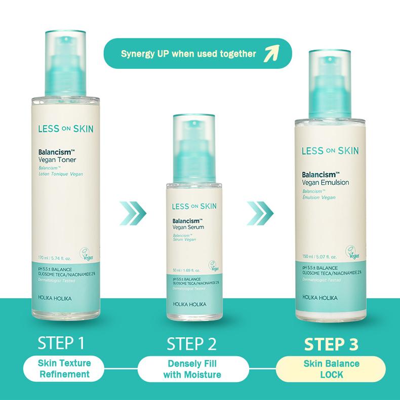 HOLIKA HOLIKA Less On Skin Balancism Vegan Skincare Series (Toner 170ml / Serum 50ml / Emulsion 150ml / Essence Pad 120 Sheets) (15 Options)