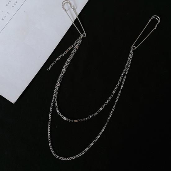 Unisex Clothes Pin Single/Double Layer Chain Polished Large Pin Alloy Pants Shirt Chest Suit Skirt Decoration