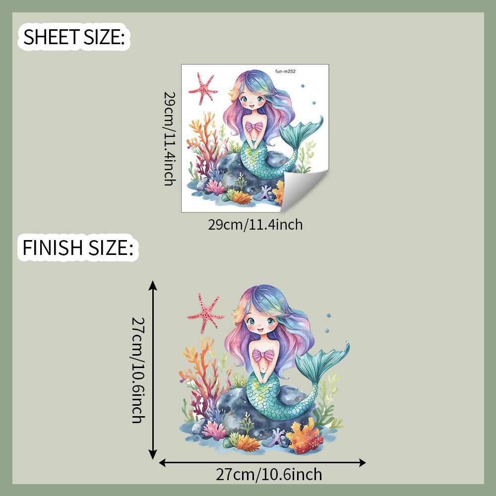 Cartoon Mermaid Coral Seaweed Bathroom Toilet Toilet Stickers for Home Beautification and Decoration