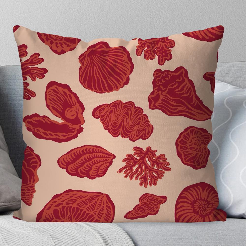 Marine Organism Shells Pillow Case Square Pillow Bedroom Sofa Leisure Comfort Cushion Car Living Room Home Decoration 40X40