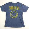 Nirvana Smiley Face Graphic T-Shirt, Adult Large Blue Heather 100% Cotton Band T