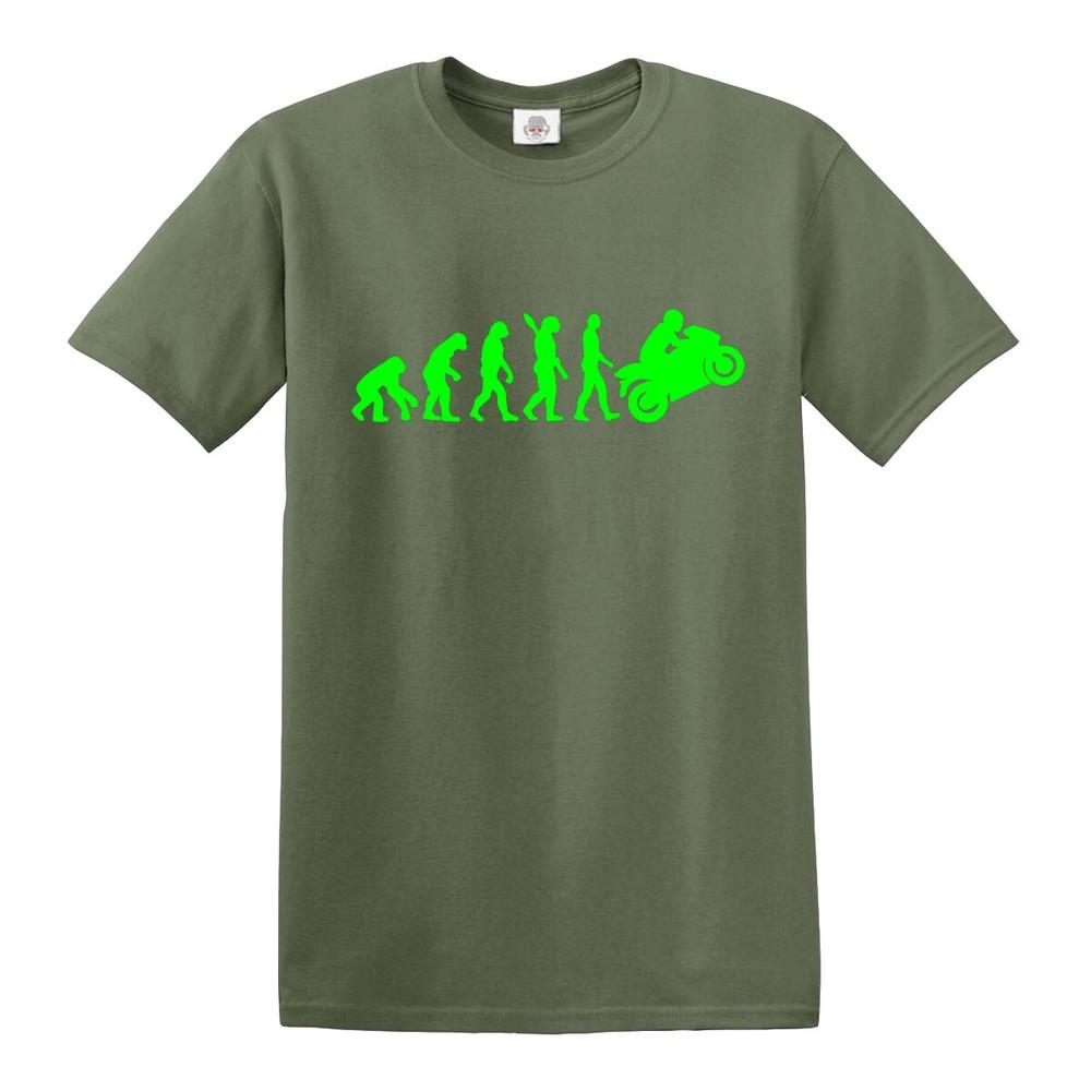 Evolution of man to kawasaki tshirt ninja motorbike super bike mens ladies top