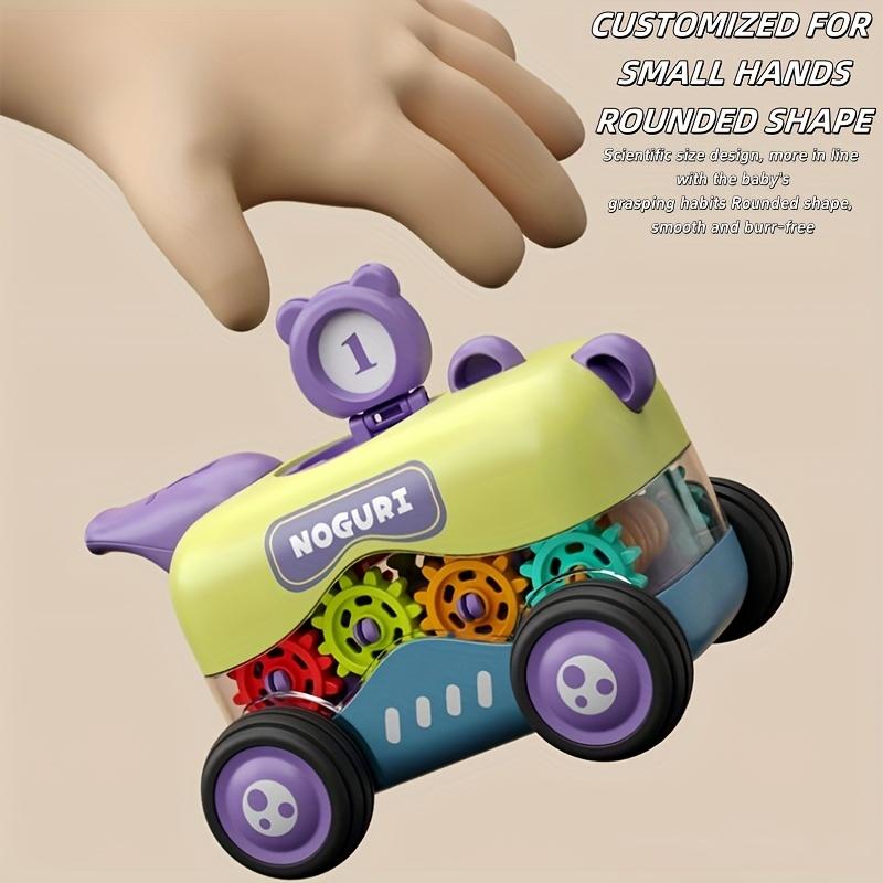 4 Pack Inertial Cartoon Gear Whistle Toy Cars Educational Crawling Toy Cars Slide Proof Boy/Girl Perfect Birthday Gift Christmas Gift Halloween Gift