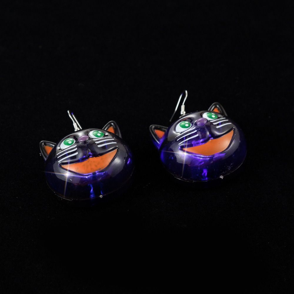 Pendientes de Clip Colgantes de Calabaza Eléctrica Pendientes de Gato Negro con LED Calavera Pendientes Colgantes Luminosos Regalo