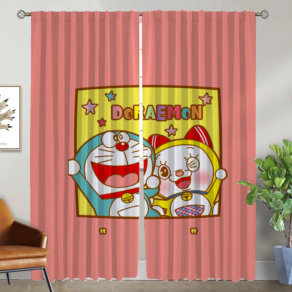 Zasłony do salonu Zasłona do pokoju 2 panele Doraemones Rolety Dekoracja na Halloween Przegroda Zasłony do wnętrza domu Kamera