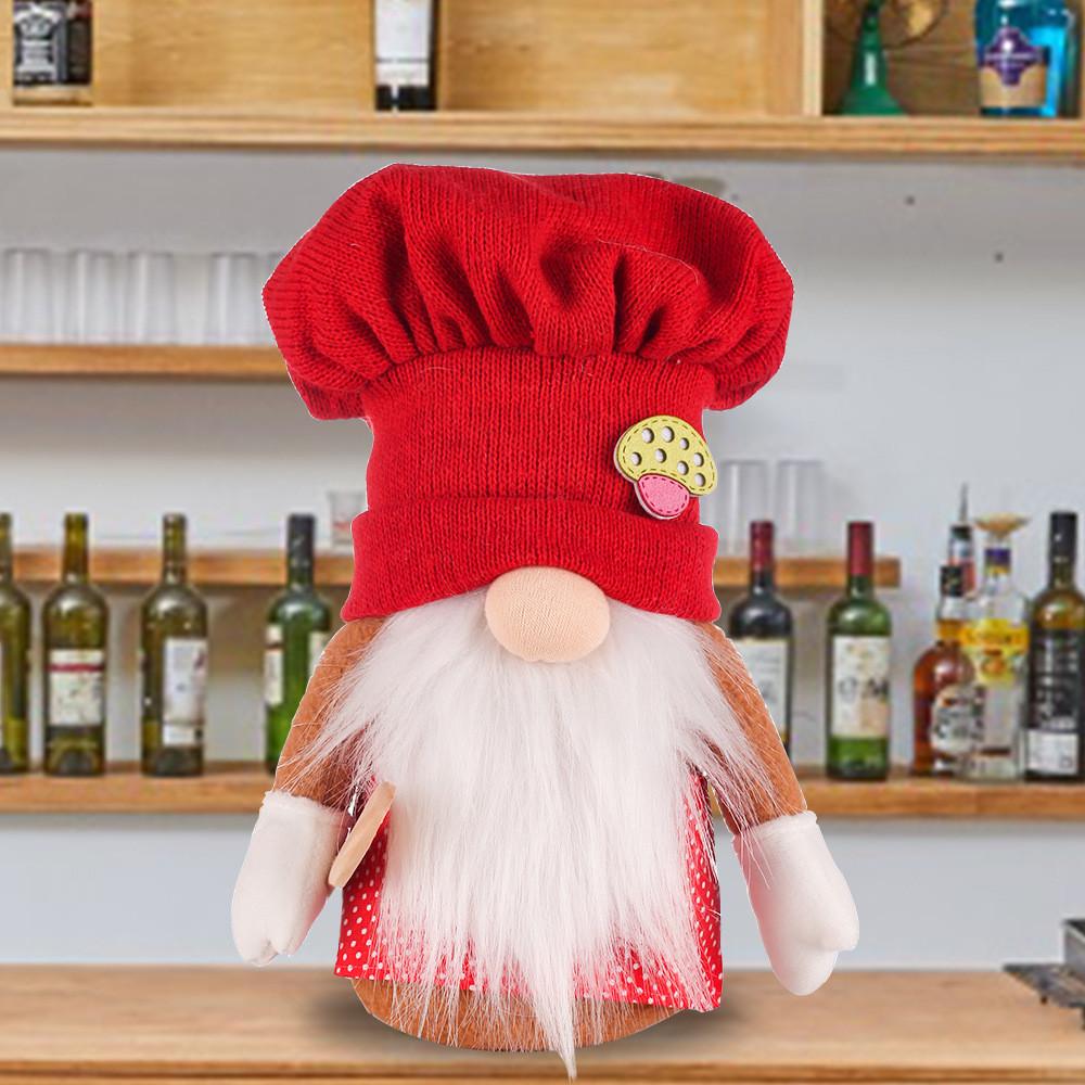 Plush Holiday Doll Handmade Knitted Chef Hat Christmas Decoration Toy Supplies