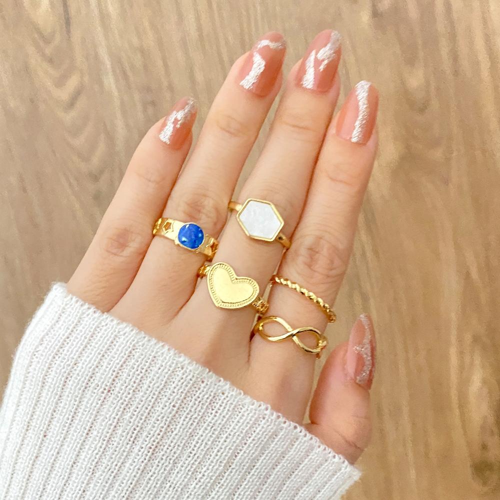 Elegant and Versatile Fashion Love Geometric Ring Set Simple Ring Popular Female Jewelry