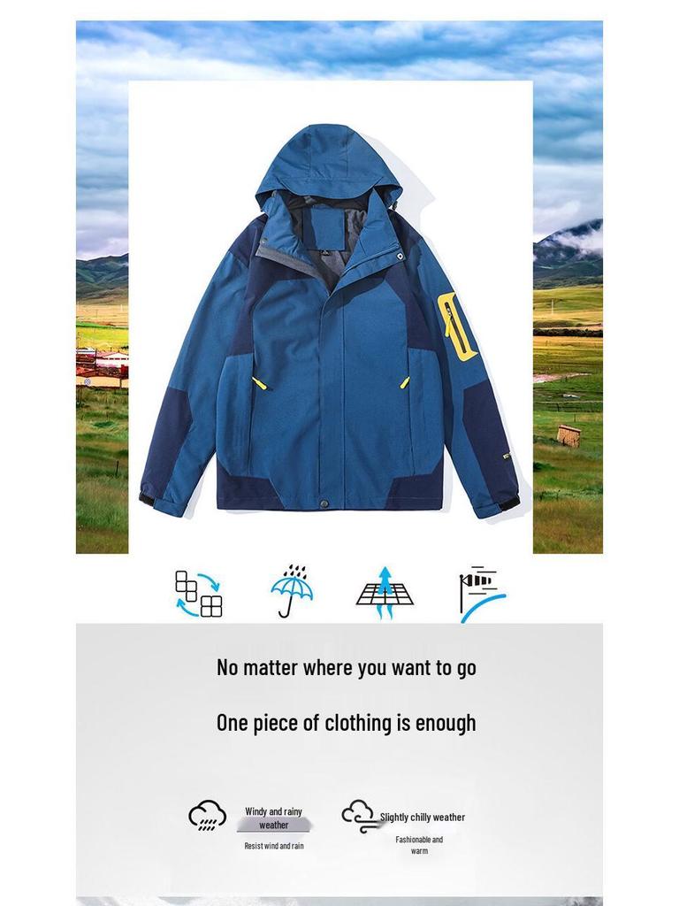 Three-in-One Detachable Couple Windbreaker: Youth Outdoor Jacket for Spring, Autumn, and Winter