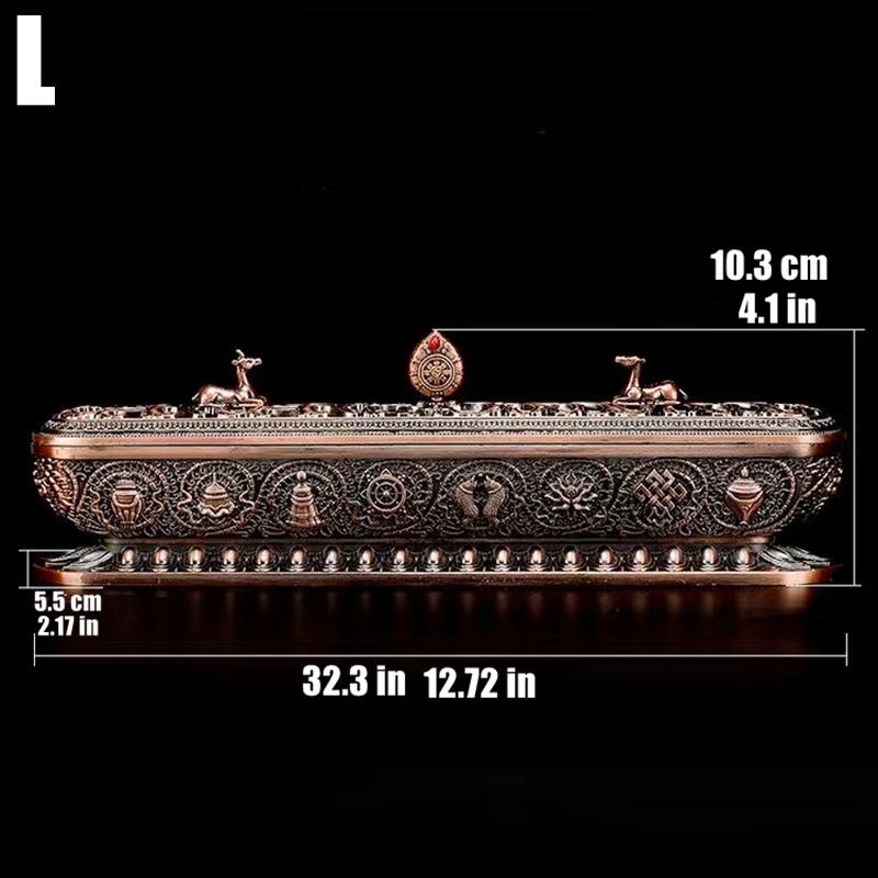 Sanskrit Incense Stick Burner Alloy Buddhist Tibetan Indoor Golden Meditation Engraving Temples Smoke Supply Furnace Ornaments