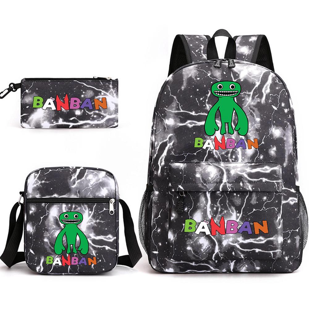 Three-piece Foreign Trade Schoolbag Casual Canvas Backpack Male and Female Students Backpack Printing