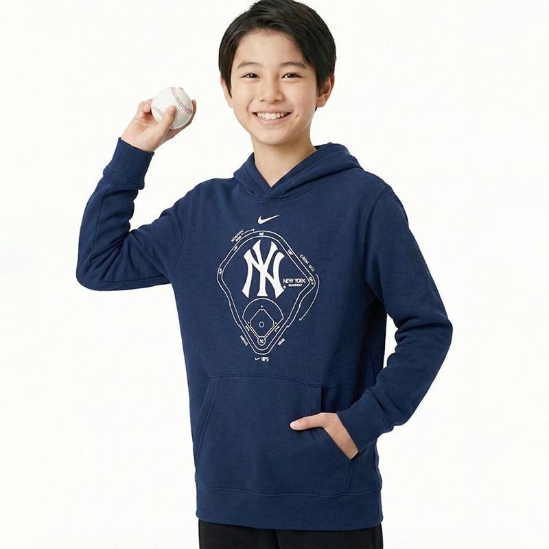Nike × MLB Hoodie New York Yankees Simple Versatile Casual Comfortable Pullover Hooded Long Sleeve Fleece Kids Hoodies 3Z3B3SBF7-NYY