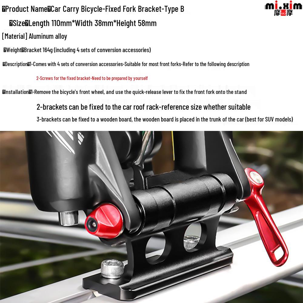Car Roof Rack - Quick Release Thru-Axle Bike Fork Mount Carrier