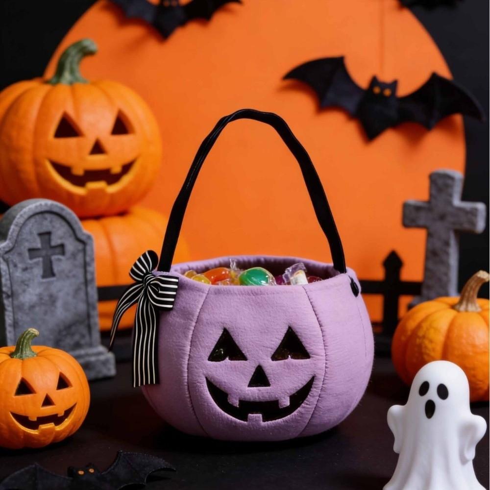Open Top Ghost Plush Bag Handheld Pumpkin Candy Bucket Trick or Treat Bucket Dessert Making