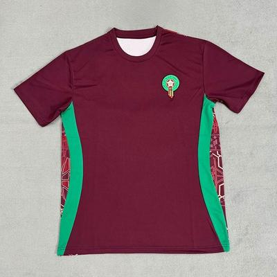 24_25 Cup Morocco Home Jersey Men's Fan Version Short-Sleeve Top Youth Casual Sports T-Shirt
