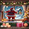 Holiday Backdrop Santa Claus Theme Xmas Display Holiday Event Background Red White Color Xmas Party Backdrop For Christmas Party