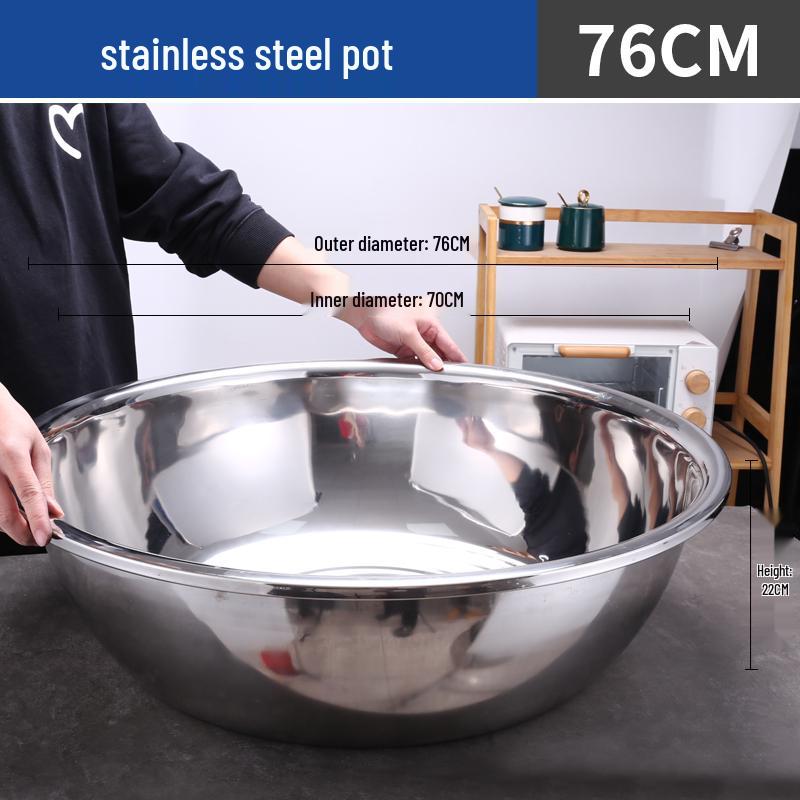 

Багатоцільовий круглий таз з нержавіючої сталі: Ідеально для овочів, прання, миття ніг та обличчя, купання. Потовщений та Міцний для Домашнього Використання. Default Option