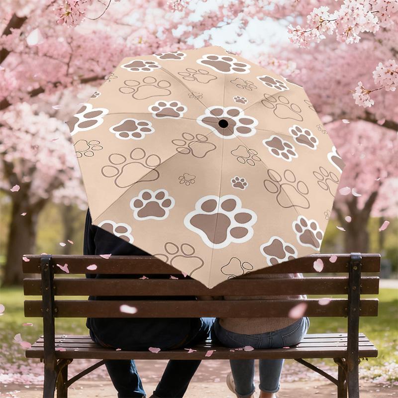 1PC Paw prints Umbrella-8-Rib Reinforced Portable Folding Travel Suitable for All Seasons Outdoor Daily Use-J372