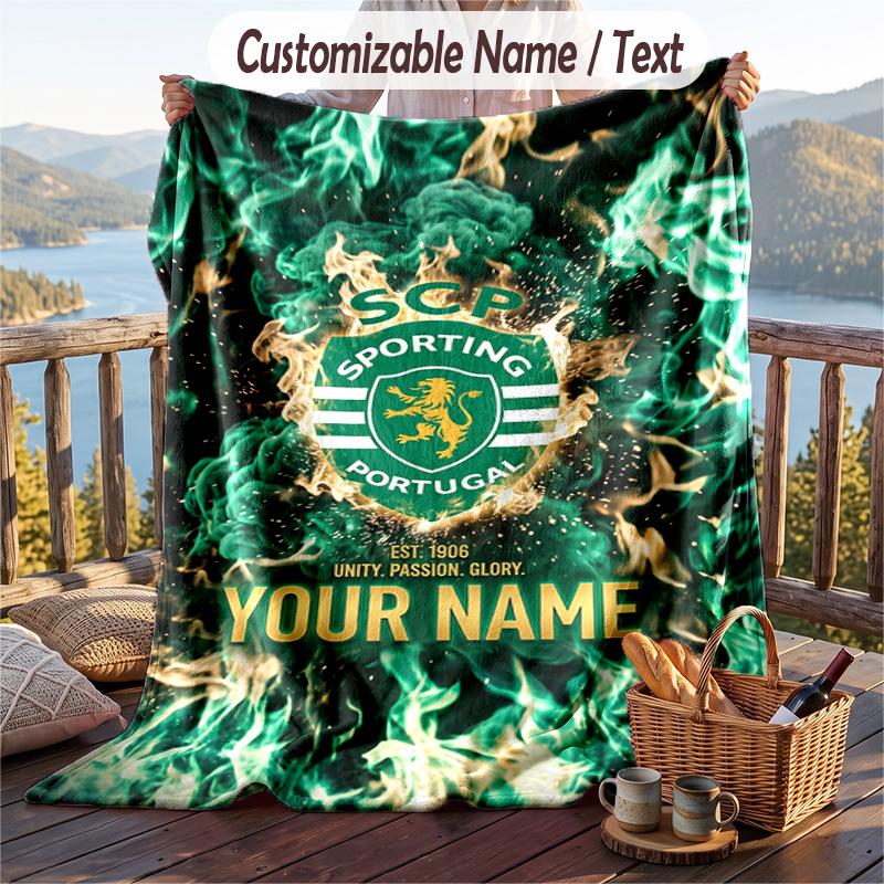 Flannel Blanket Sporting CP Print Custom Name Text Soft Throw for Sofa Bed