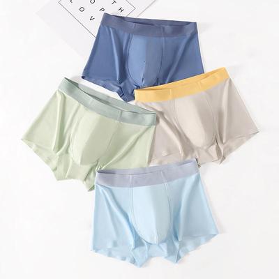 Seamless Antibacterial Ice Silk Summer Boxer Briefs for Teen Boys