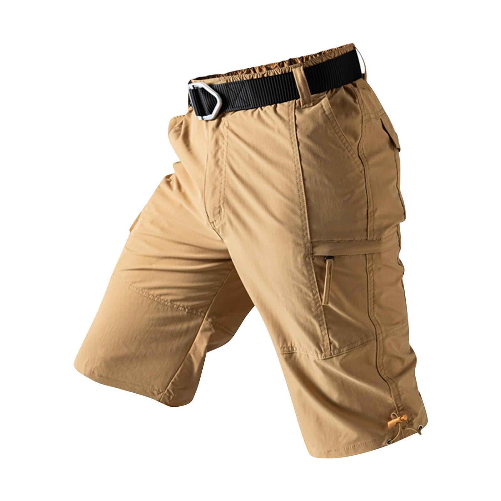 

Мужские летние рабочие шорты, свободные повседневные брюки с пятью точками, мужские летние однотонные повседневные шорты-карго L хаки