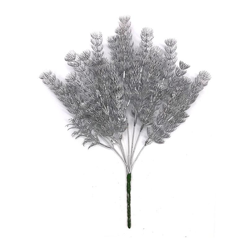 Artificial Gold And Silver Plants Leaf Christmas Decor Flower Arrangement Glitter Powder Fake Palm Branch Christmas Home Deco