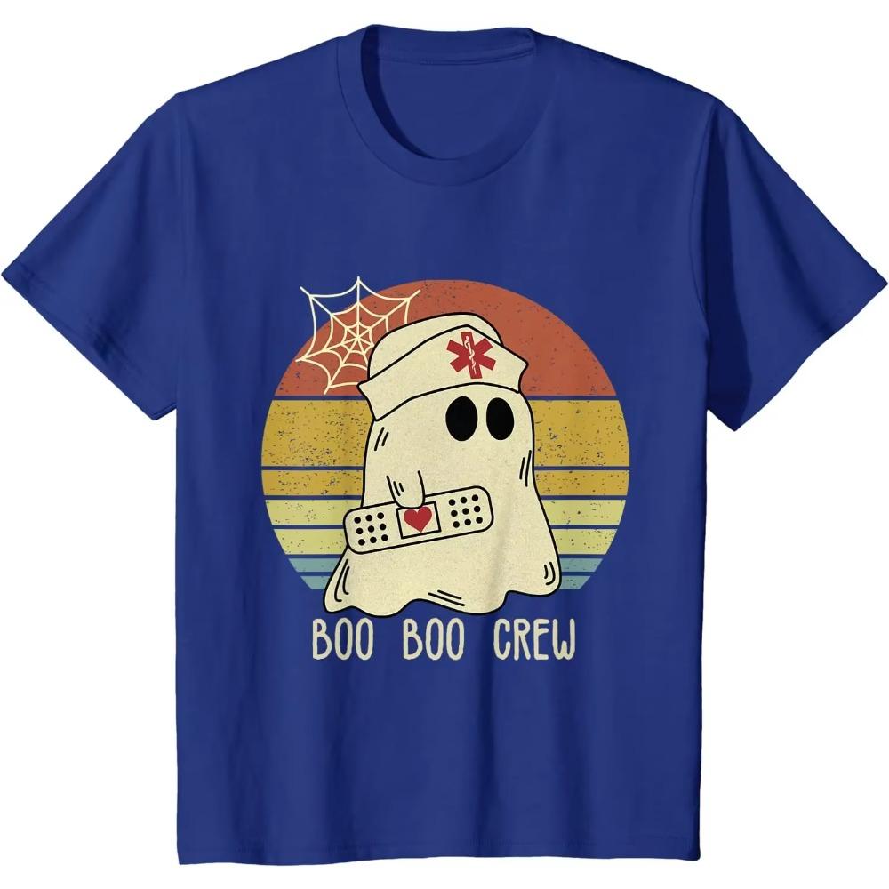 Boo Boo Crew Nurse Shirts Halloween Nurse Shirts for Women T-Shirt Short Casual  Daily Four Seasons Tees Shirts for Men