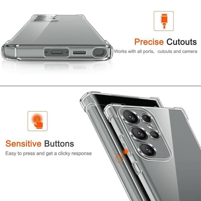 Coque pour samsung galaxy s25 ultra - protection silicone antichoc transparent + 2 verres trempés