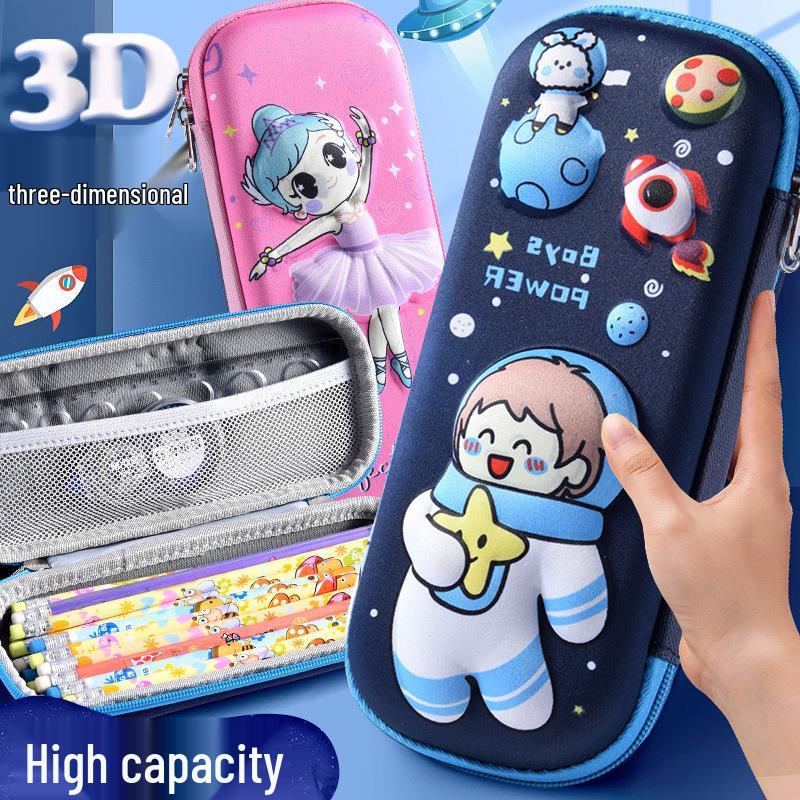 3D Large Capacity EVA Pencil Case for Kids - Multifunctional Storage Bag for Boys and Girls