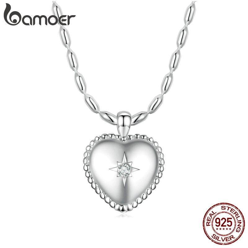

BAMOER 925 стерлингового серебра сердце кулон ожерелье просо шея цепочка для женщин Anniversay День рождения ВинтажНые ювелирные изделия
