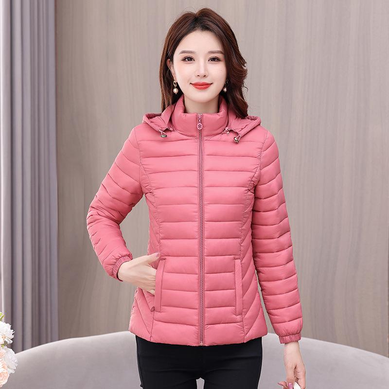 

Легкая пуховая хлопковая куртка, женская, короткая, одежда для осени и зимы, приталенная и стройнящая, универсальная, хлопковая куртка с капюшоном, теплая куртка 6XL recommends 148-80kg розовый