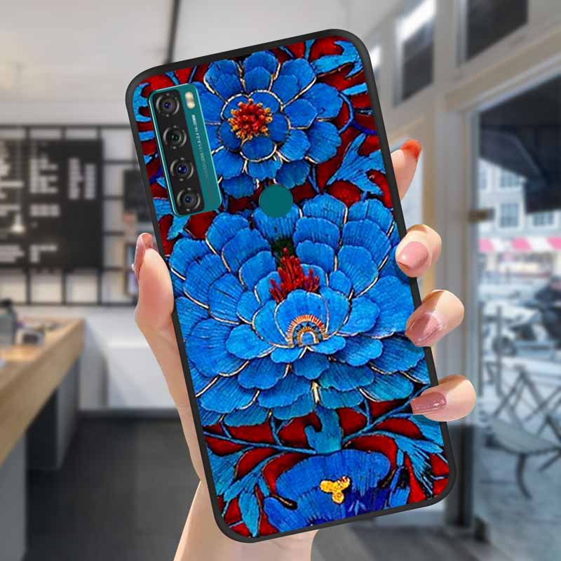 For TCL 20S Cases 20L 20se 20L+ 3D Relief Floral Silicone Emboss Covers For TCL 20S Back Cases Protective Coques Fundas TCL 20SE