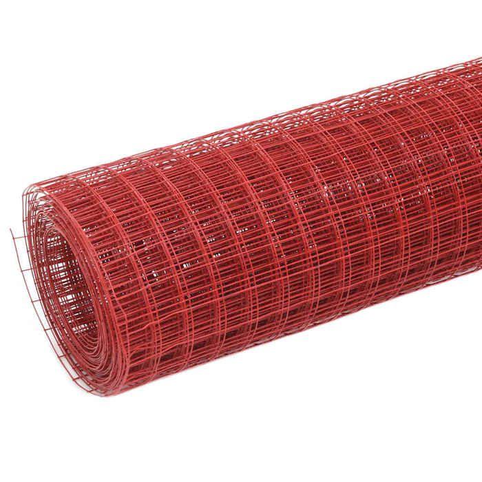 VidaXL Grillage Métal Acier Revêtement PVC 10x1 m Carré Rouge Clôture Jardin 143661