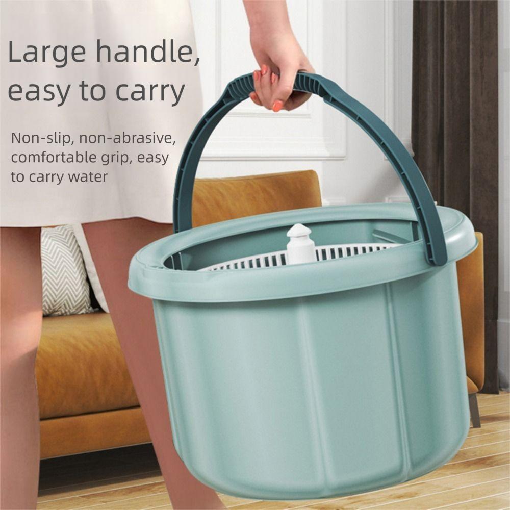 Self-separating Rotary Mop and Bucket Set Extended Handle Hand-Free Spin Floor Cleaner Tool Save Space Self Wringing
