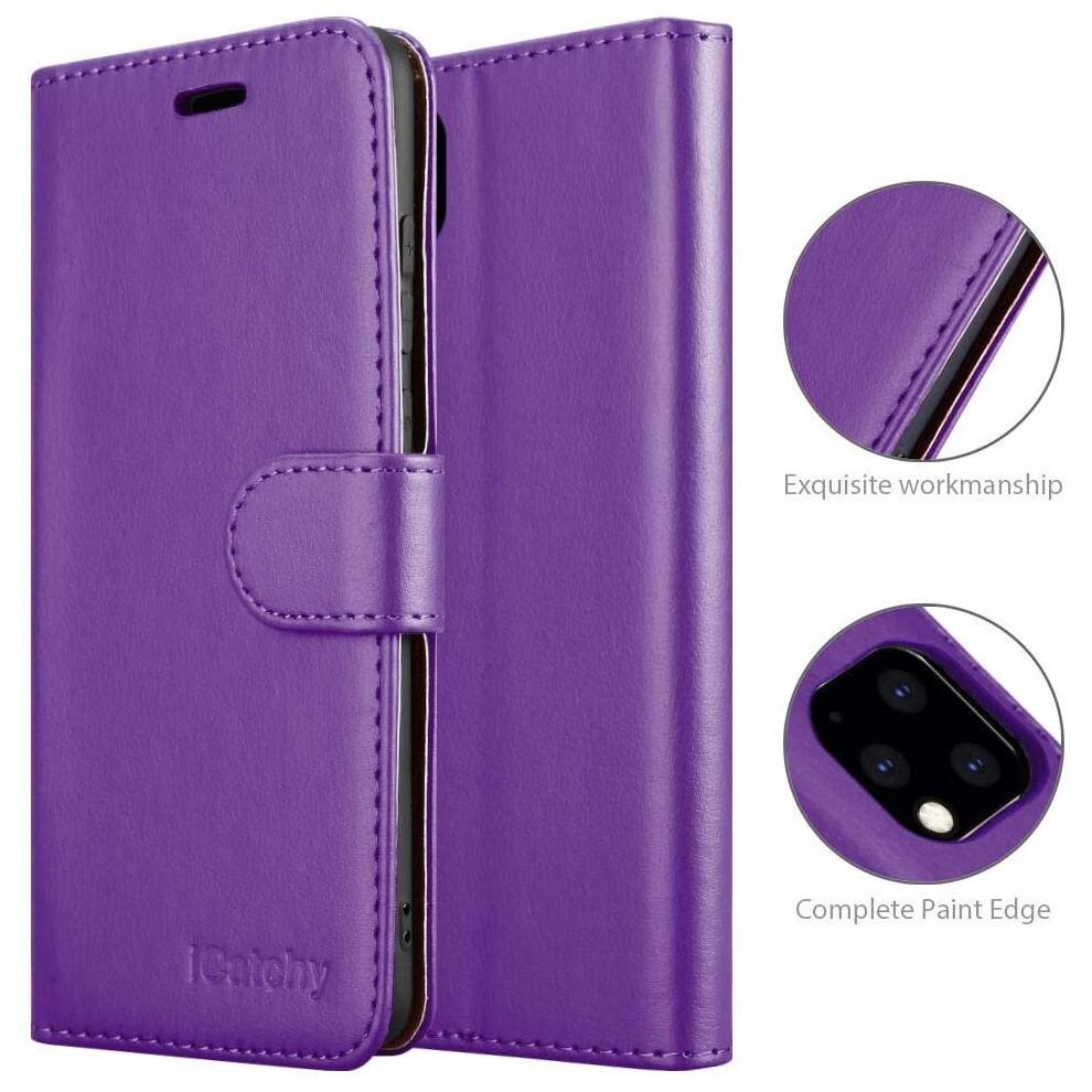 (Purple) For iPhone 11 Phone Wallet Book Leather Case