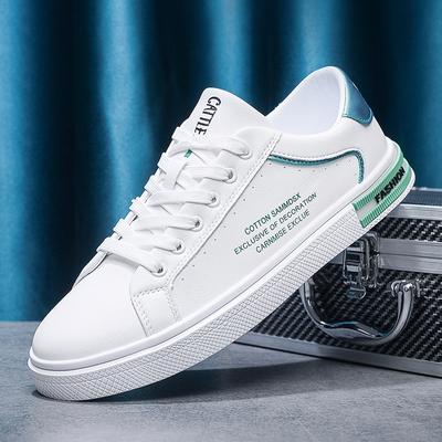 Fashion New Green White Faux Leather Shoes Men's Waterproof Sneakers Run Sports Gym Shoes Man Casual Trainers Boys Tenis Male Sneakers