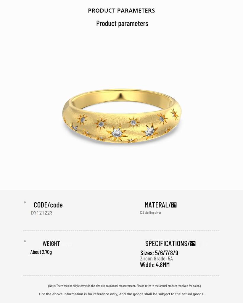 Luxury Star-Studded S925 Sterling Silver Zirconia Ring for Women - Classic Christmas Jewelry