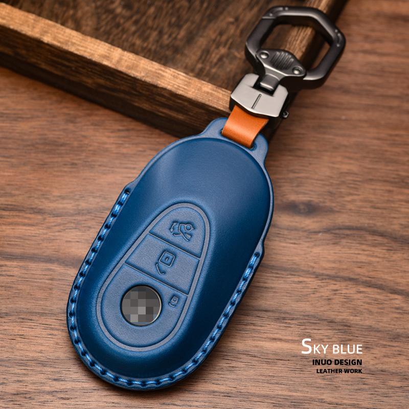 Genuine Leather Car Key Case Cover for Mercedes-Benz W203 W210 W211 Amg W204 C E S Cls Clk Cla Slk Classe Smart Car Keychain