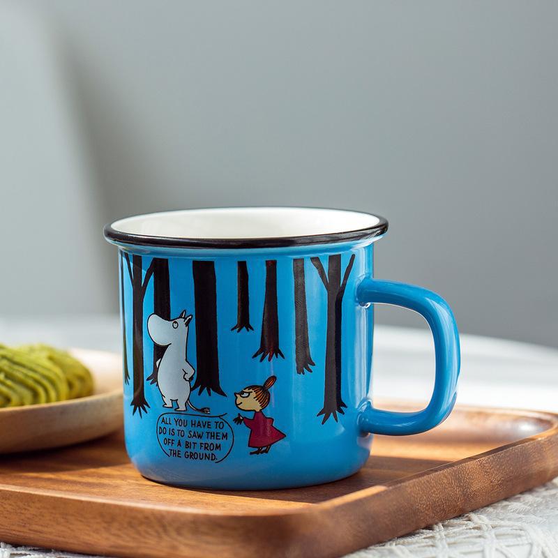 300ML Cartoon Keramiktasse Retro Emaille-Imitation Tassen Office Home Lustige Wassertassen Frühstück Milch Kaffee Teetasse Trinkgeschirr Geschenk