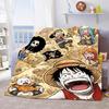One Piece Cartoon Cozy Flannel Blanket Soft Warm Plush Lightweight Throw for Bed Sofa Couch Travel Decor -QJY