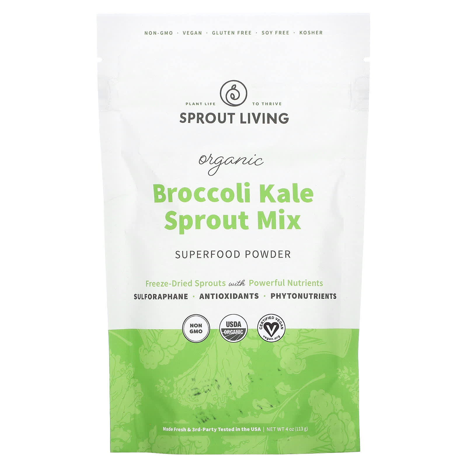 Sprout Living, Органическая смесь для проростков брокколи и листовой капусты, 4 унции (113 г)