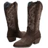 2025 European and American Fashion Autumn and Winter New Spot Medium Heel Women's Leather Boots Foreign Trade Round Head Large Size Embroidered Weste